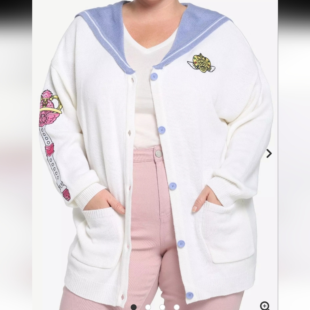Sailor Moon Pretty Guardian Cardigan Women's Beige Sweater Size XL